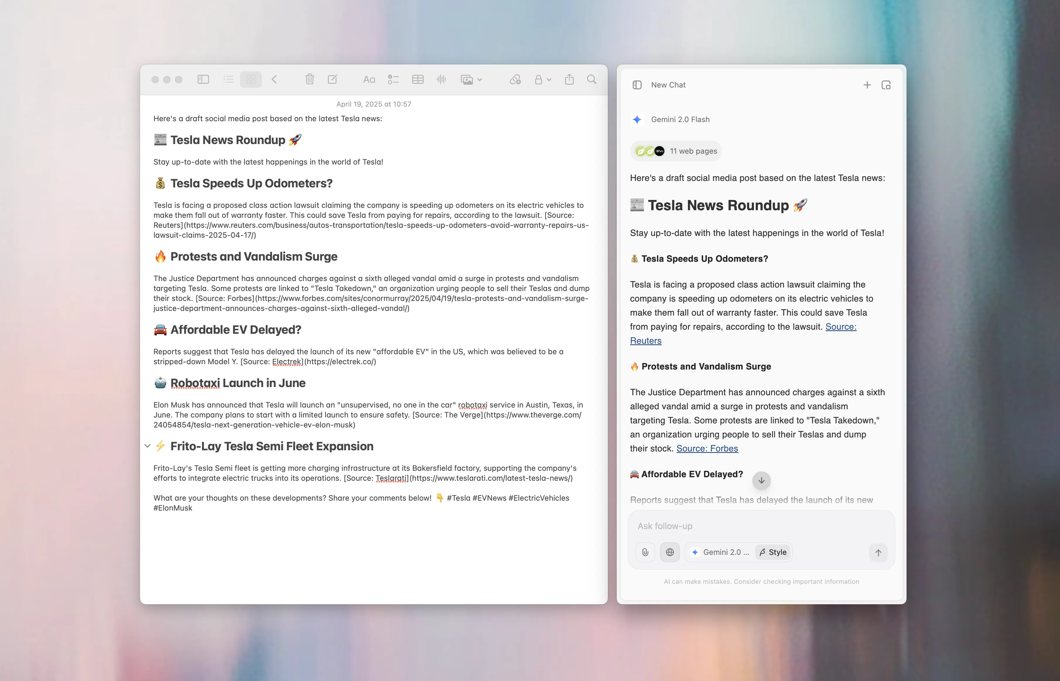 Stay in the flow. Works directly where you need it, eliminating copy-pasting and context switching.