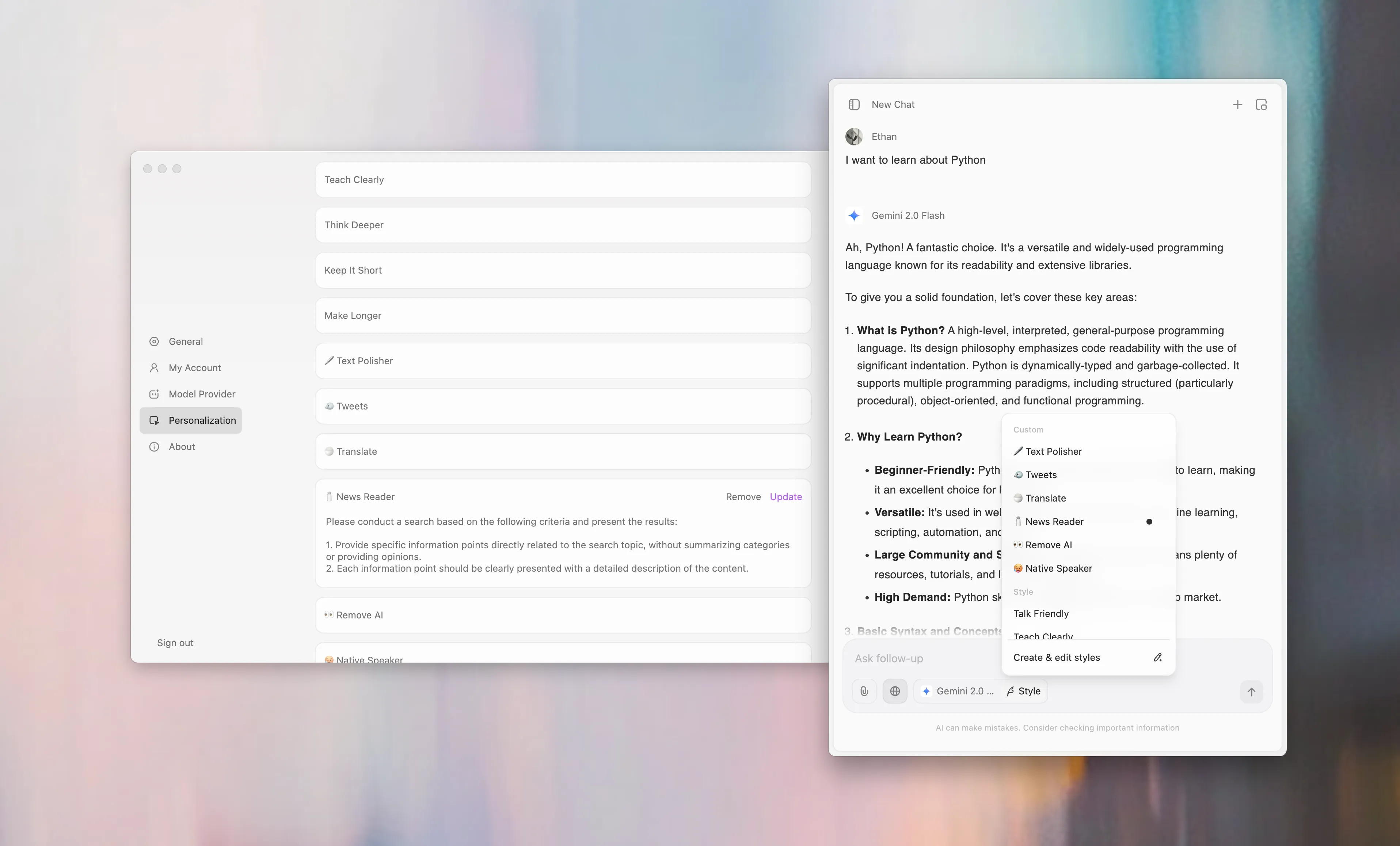 Personalize AI Responses Based on Your Actions in Each Interaction